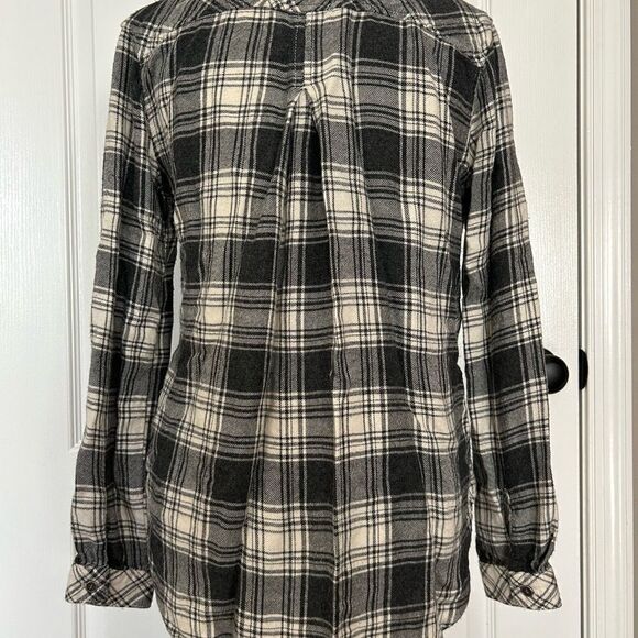 Bella Dahl Women’s Gray Plaid Button Down Flannel 100% Rayon Size Extra Small - Picture 3 of 11